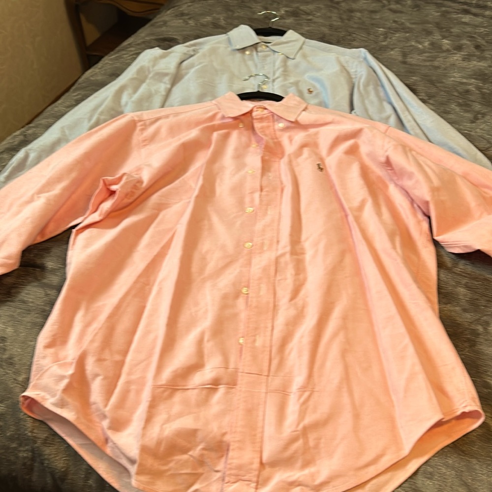 Mens Ralph Lauren Yarmouth cotton button down shirt bundle size 15&1/2 by 32.